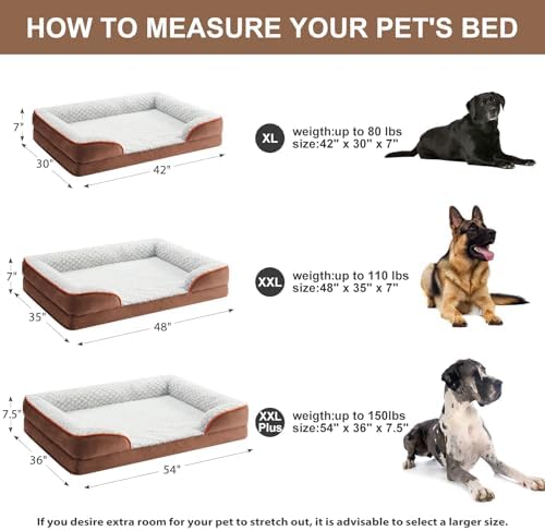 LEXTRO Orthopedic Dog Beds for Large Dogs, Comfy Washable Dog Couch Bed