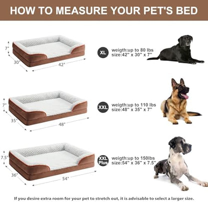 LEXTRO Orthopedic Dog Beds for Large Dogs, Comfy Washable Dog Couch Bed