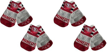 NFL SAN Francisco 49ERS Anti Slip Dog Socks with Elastic Ribbed Top, Size X-Small/Small. Indoor/Outdoor Socks, Best Dog Paw Protector, 2 Pairs, Cool Puppy Supplies with NFL Logo of 49ERS Team