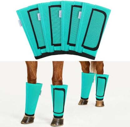 Fly Boots for Horses Set of 4, Equine Loose Fitting Leggings (Mint)