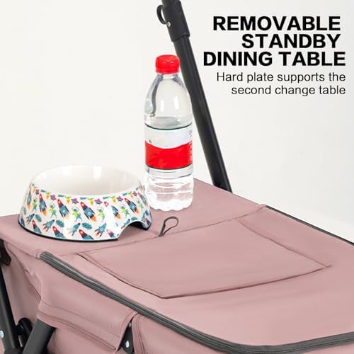 Pet Stroller Cat Dog Stroller Travel Folding Pet Carriers（Pink）