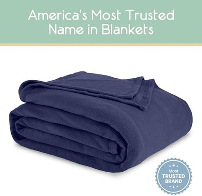 Microfleece Queen Size Blanket | Supersoft Lightweight Throw Blanket | All-Season Comfort | Navy