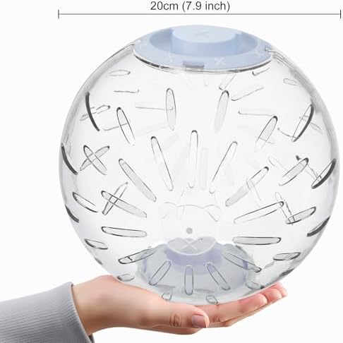 7.9 inch Hamster Ball, Exercise Toys, Running Clear Plastic Balls, Large Space, Easy to Clean, Portable Cage, for Small and Medium Hamsters, Syrian Dwarf Hamster (Blue)