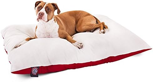 Majestic Pet Rectangle Large Dog Bed Washable – Removable Slipcover Pet Bed – Dog Crate Bed Super Value Pillow Dog Bed – Dog Kennel Bed for Sleeping - Dog Bed Large Breed 36 x 48 Inch – Red