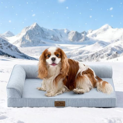 COZY KISS Cooling Dog Bed, Q-Max >0.4 Orthopedic Foam Dog Bed with Sides