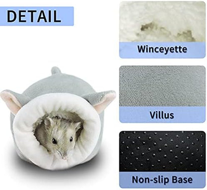 WishLotus Hamster Bed, Soft and Warm Mini House, Non-Slip Sleeping Nest for Dwarf Hamsters, Mini Hedgehogs and Small Pets (Grey)