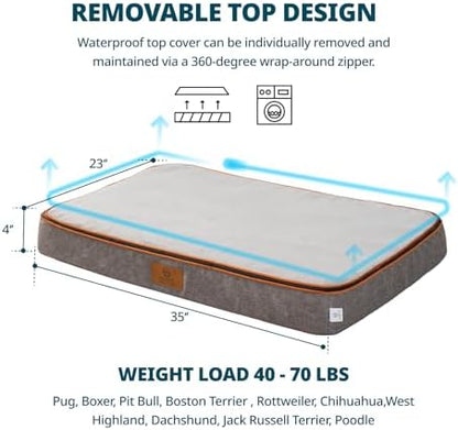 LIORCE Memory Foam Large Dog Bed - 4” Thick Orthopedic Beds for Large Dogs - Waterproof Dog Bed with Removable Washable Cover & Wrap-Around Zipper - Ultimate Comfort and Easy Maintenance