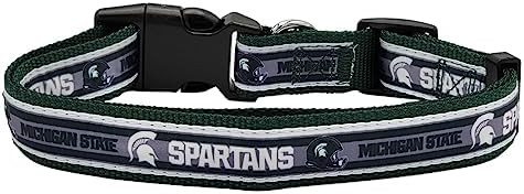 Pets First Collegiate PET Collar New Version Michigan State Spartans Dog Collar, Size Small. Best Sports Team Color for Dogs & Cats. A Shiny & Colorful Dog & Cat Collar Licensed by The NCAA
