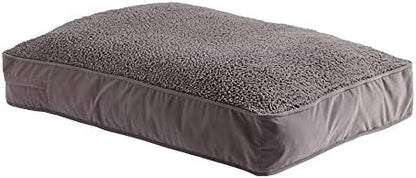 South Pine Porch Buddy Reversible Rectangle Pillow Style Microfiber and Sherpa Dog Bed with Removable, Machine-Washable Cover, Gray Sherpa, Large (48 in. x 36 in.)