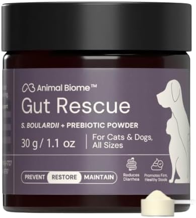 Animal Biome Dog & Cat Probiotics, Gut Rescue, S Boulardii + FOS Powder 30g