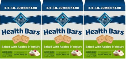 Blue Buffalo Health Bars Crunchy Dog Biscuits, Oven-Baked with Natural Ingredients, Apples & Yogurt, 3.5-lbs Box (Pack of 3)
