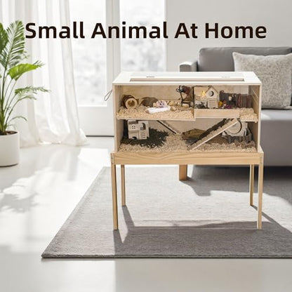 Pine Small Animals Houses&Habitats Chewproof, 40" Pine Guinea Pig Cage Hamster Cage for Small Animals (40" Large, Table Frame)