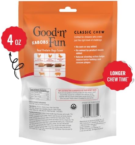 Good 'n' Fun Kabobs Long-Lasting Dog Treat Made With Real Protein, 4 oz