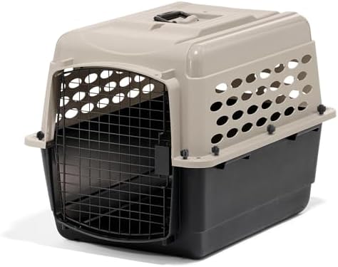 Petmate Vari Dog Kennel, Portable Pet Carrier, Taupe and Black, 28in