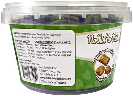 Fieldcrest Farms Collagen Cat Treats, Catnip, Crunchy & Creamy, 8 oz Tub