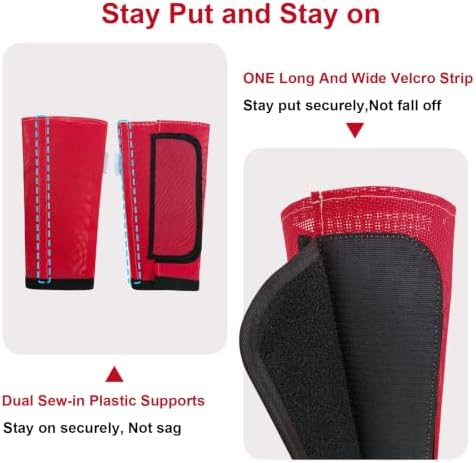 Fly Boots for Horses Set of 4, Equine Loose Fitting Leggings (Red)