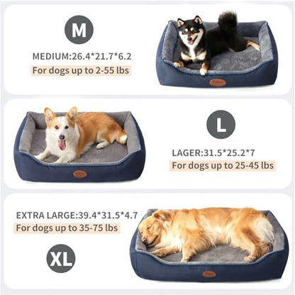 Tidore Orthopedic Dog Beds for Medium Dogs, Durable Egg Crate Foam Sofa Dog Bed wit Washable Removable Cover,Waterproof Lining,Pet Bed for Large Dogs (Navy Blue-Velvet, 31.5" L x 25.2" W x 7" Th)