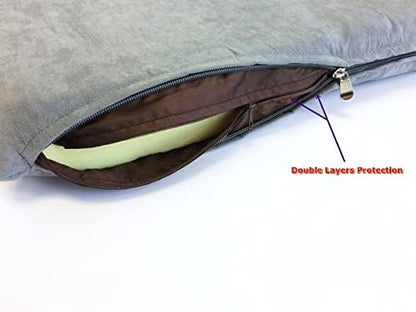 Luxurious Comfort Solid Pad Memory Foam Pet Dog Bed with Inner Waterproof Case and External Cover for Small and Medium Dogs + Free 2nd Cover (Complete Bed - 34"x27"x3", Suede - Gray)