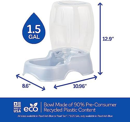 Petmate Pet Cafe Cat and Dog Water Dispenser - Water Bowl for Cats and Dogs, USA Made, Pearl Ash Blue, 1.5 GAL (Pack of 4)