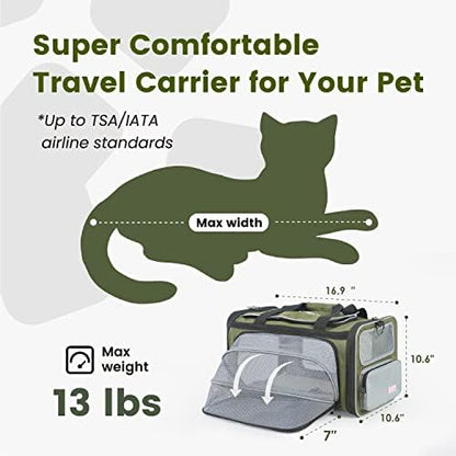 Pawaii Cat Carrier Airline Approved Expandable Breathable Safety Leash