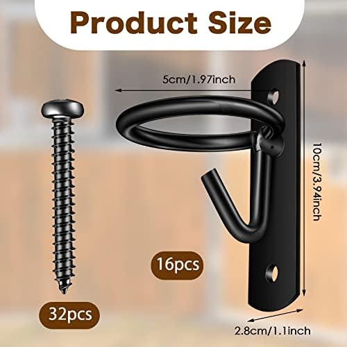 Tudomro 16 Pcs Heavy Duty Bucket Hooks for Horses Holder, Black