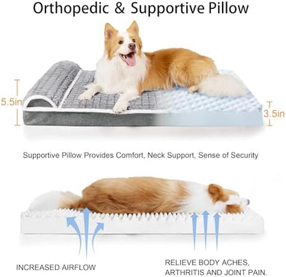 Orthopedic Large Dog Bed Pillow Pet Sofa Bed 36''X24'' Grey