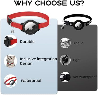 AirTag Cat Collars, Stretchy Collar with AirTag Holder and Bell