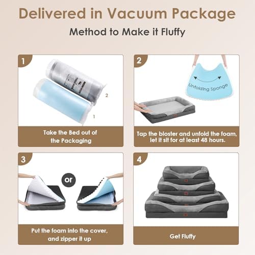EHEYCIGA Orthopedic Dog Bed for Large Dog, Memory Foam Dog Couch, Grey