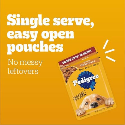 Pedigree Choice Cuts Wet Dog Food Pouch, Chicken Variety, 3.5 oz, 30 Count