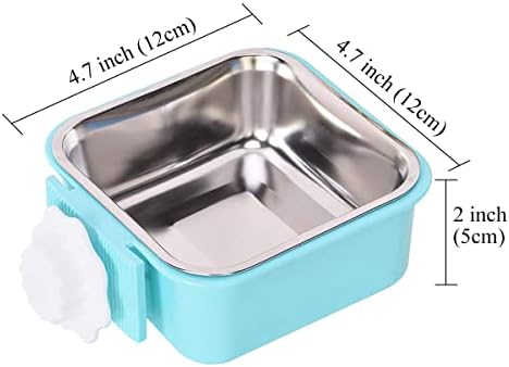 Dog Crate Bowl, Hanging Stainless Steel Removable Pet Crate Water & Food Bowls, Pet Cage Feeder Container Coop Cup for Cat Puppy Birds Rats Guinea Pigs Rabbit Hamster (2PCS)