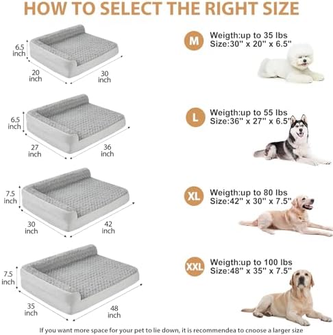 BFPETHOME Orthopedic Washable Dog Bed, Sleeping Couch for Large Senior Dogs