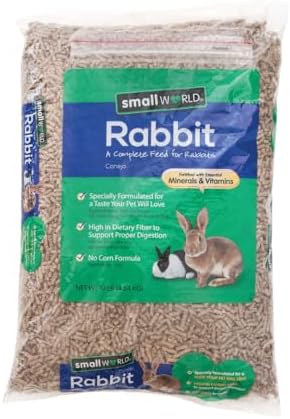 Small World Rabbit Food, Complete Pelleted Feed, High Fiber Food, 10 lb