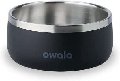 Owala Pet Bowl - Durable Stainless Steel, Food and Water Bowl for Dogs, Cats, and All Pets, Non-Slip Base, 24oz, Black (Very, Very Dark)