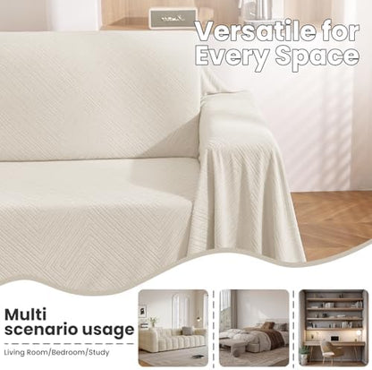 L Shaped Sectional Couch Cover 2 Piece, XXX-Large, Off White