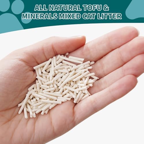 Plant-Based Cat Litter, Odor Control Quick Clumping Tofu Cat Litter, 6 lbs, Low Tracking Dust Control Lightweight Flushable Unscented Natural Kitty Litter