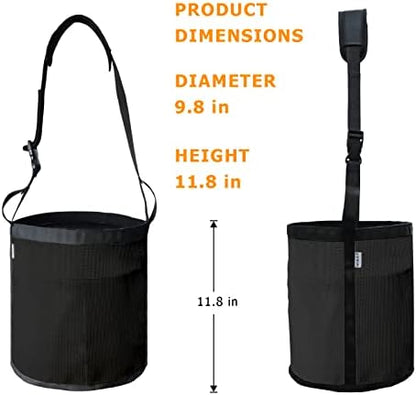 Horse Feed Bag, Nylon Mesh Grain Horse Feed Bucket (Black 2P)