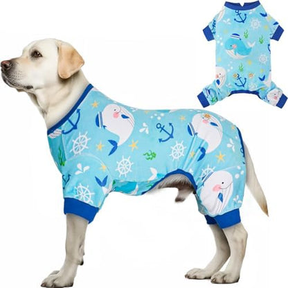 KYEESE Velvet Dog Pajamas for Medium Large Dogs Soft Onesie, Whale