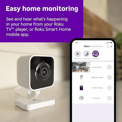 Roku New Indoor Camera 2024 - Home Security - 16-Pack - Wired Security Camera & Pet Monitor with 1080p HD Color Night Vision, Compatible with Alexa & Google, Motion & Sound Detection, WDR & WiFi 6