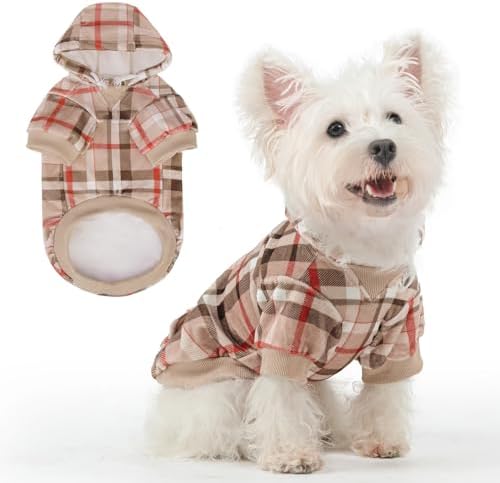 BEAUTYZOO Dog Hoodie Sweaters for Small Medium Large Size Dogs Girls Boys- Premium Quality, Ultra Soft, Superior Comfort Fit, Fleece Lined Hooded Sweatshirt- Cold Weather Pet Clothes Winter Coat,Plaid