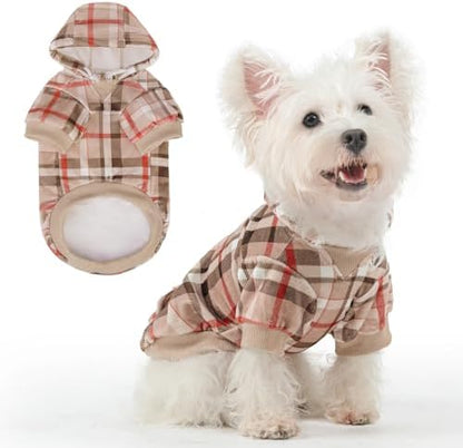 BEAUTYZOO Dog Hoodie Sweaters for Small Medium Large Size Dogs Girls Boys- Premium Quality, Ultra Soft, Superior Comfort Fit, Fleece Lined Hooded Sweatshirt- Cold Weather Pet Clothes Winter Coat,Plaid