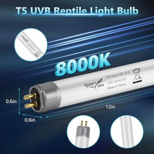 3-Pack UVB Reptile Light 10.0 Bulb 8W T5 Fluorescent Desert Lamp UVA for Bearded Dragon Tortoise Reptile & Amphibian