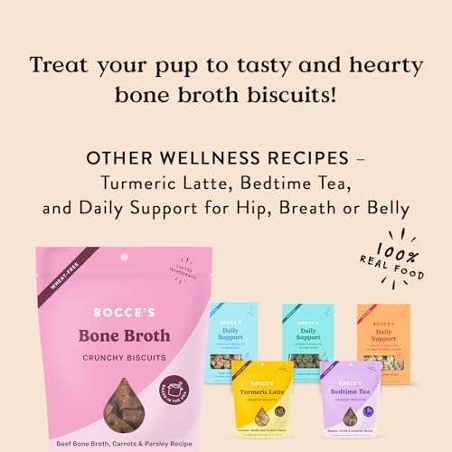 Bocce's Bakery Bone Broth Flavor Crunchy Biscuits Dog Treats, 5 oz
