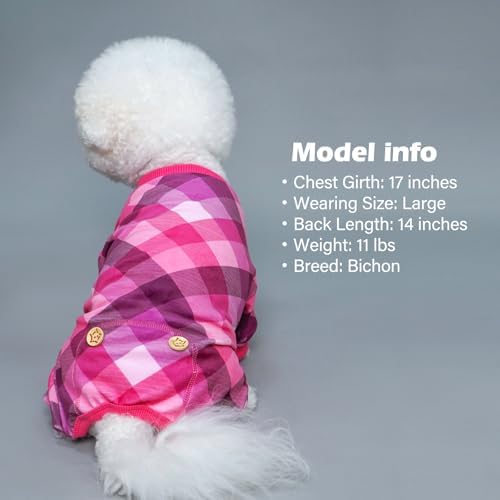 KYEESE Velvet Dog Pajamas for Small Medium Dog Soft Plaid Onesie Daily Wear