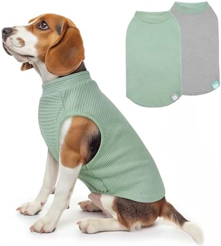 KYEESE 2Pack Waffle Dog Shirt for Medium Large Dogs Striped Dog Sweater