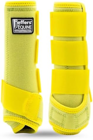 Jeffers Expression Protective Horse Boots, 1 Pair, Small- Safe Neoprene Leg Guards, Durable Strap Closures, Front & Hind Support, Equestrian Accessories for Travel & Riding - Yellow