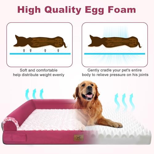 XXL Orthopedic Dog Bed for Large Dogs, Egg-Crate Foam with Bolster
