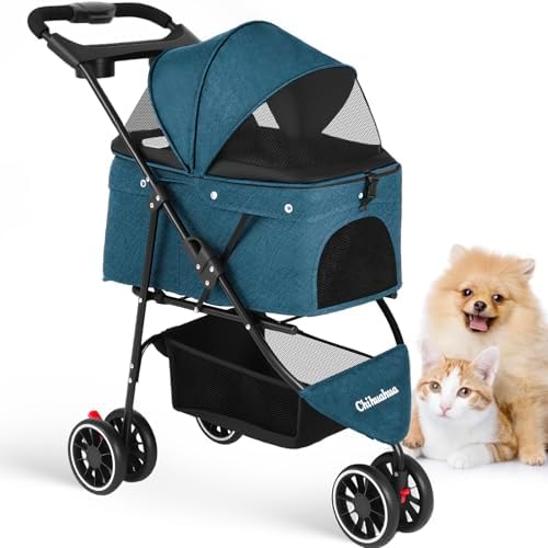 Pet Stroller,Dog Stroller for Small Medium Dogs Cats,3 Wheels,Green