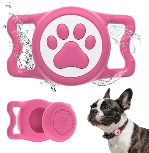 IP68 Waterproof Dog AirTag Holder for Dog Collar, Soft, Stretchy Silicone