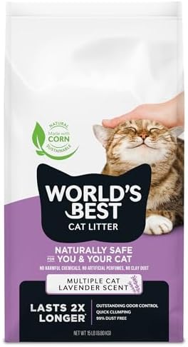 World's Best Cat Litter Lavender, Long-Lasting Odor Control, 15 lb Bag