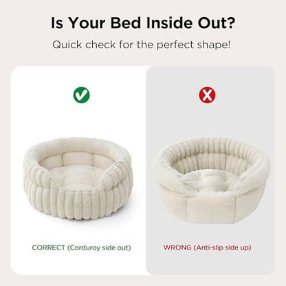 Bedsure ComfyFleece™ Washable Cute Large Cat Bed,Soft Round Puppy Bed,23in